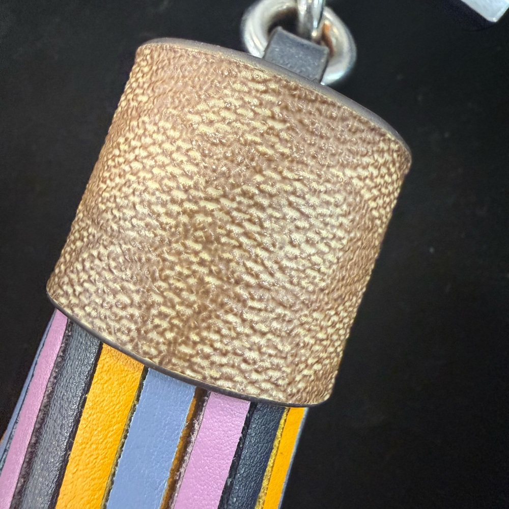 Coach Large Leather Tassel Bag Charm with Silver Hardware - Picture 7 of 7